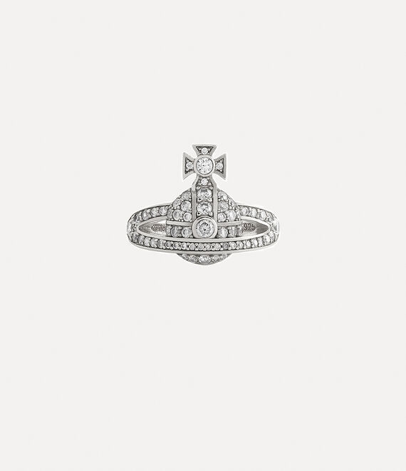 Vivienne Westwood mini orb ring in PLATINUM/WHITE CZ